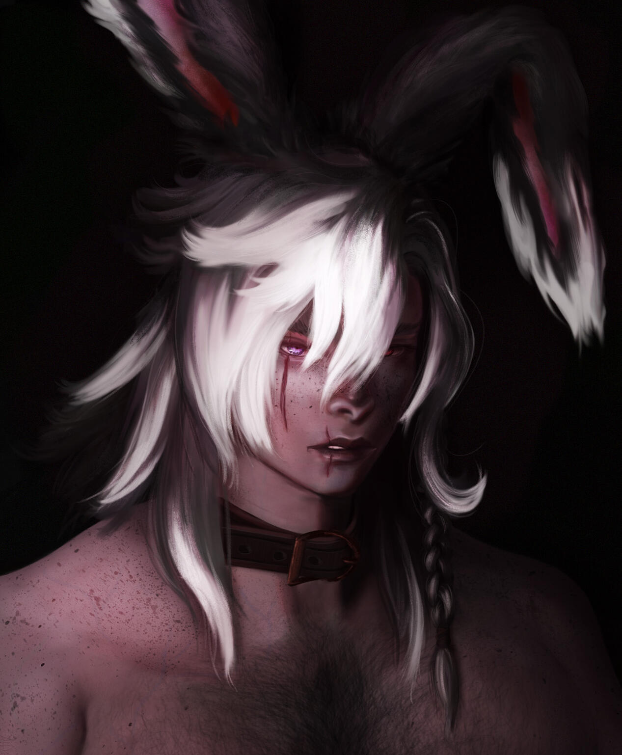 Final Fantasy XIV portrait: Detailed Male Viera, digital fantasy commission illustration.